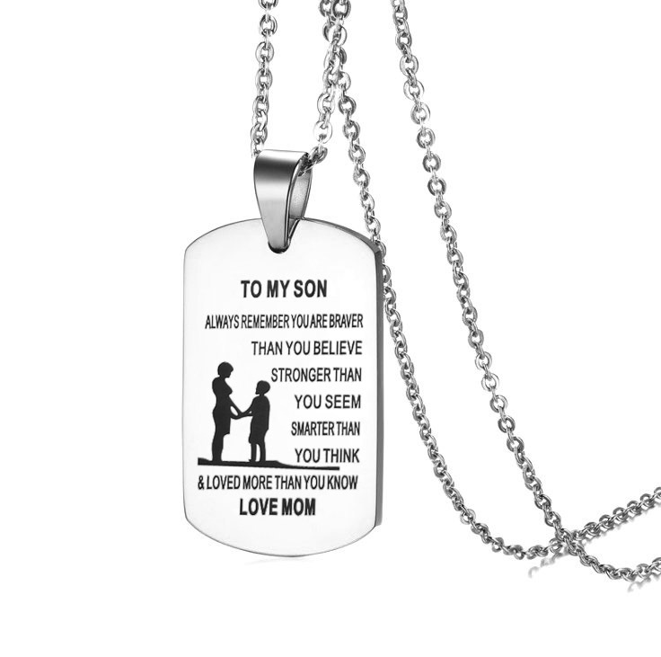 Title 1, From Mom to Son - Stainless Steel Dog Tag Necklace