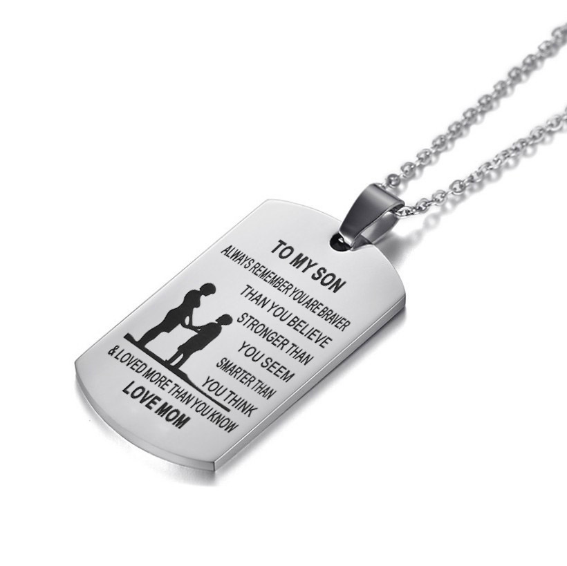 Title 2, From Mom to Son - Stainless Steel Dog Tag Necklace