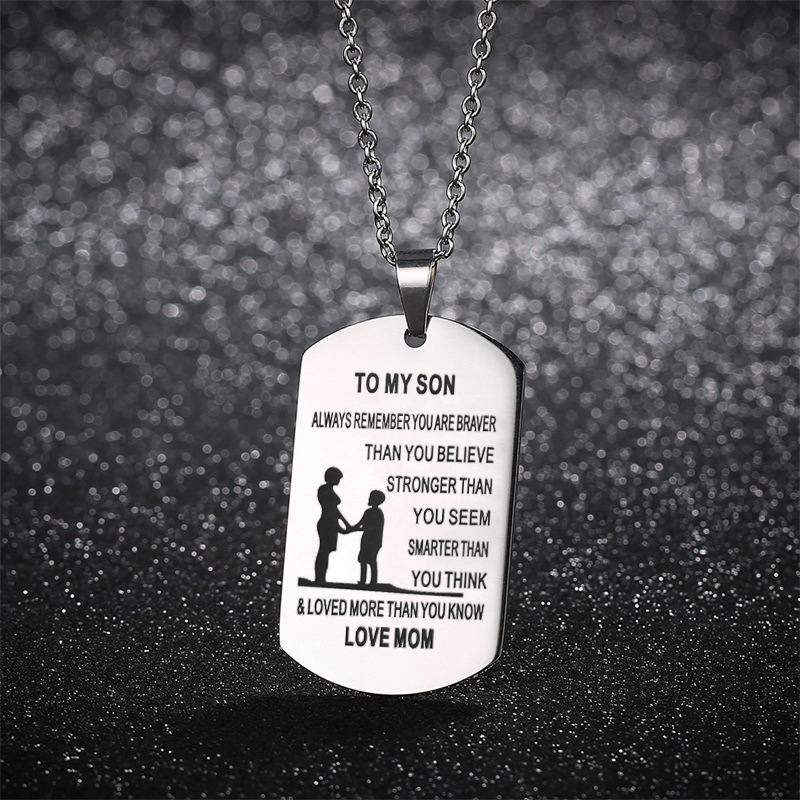 Title 3, From Mom to Son - Stainless Steel Dog Tag Necklace