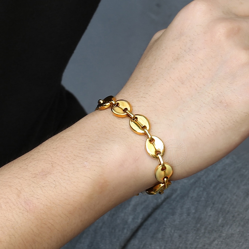 Title 6, Coffee Beans Link Chain Bracelet