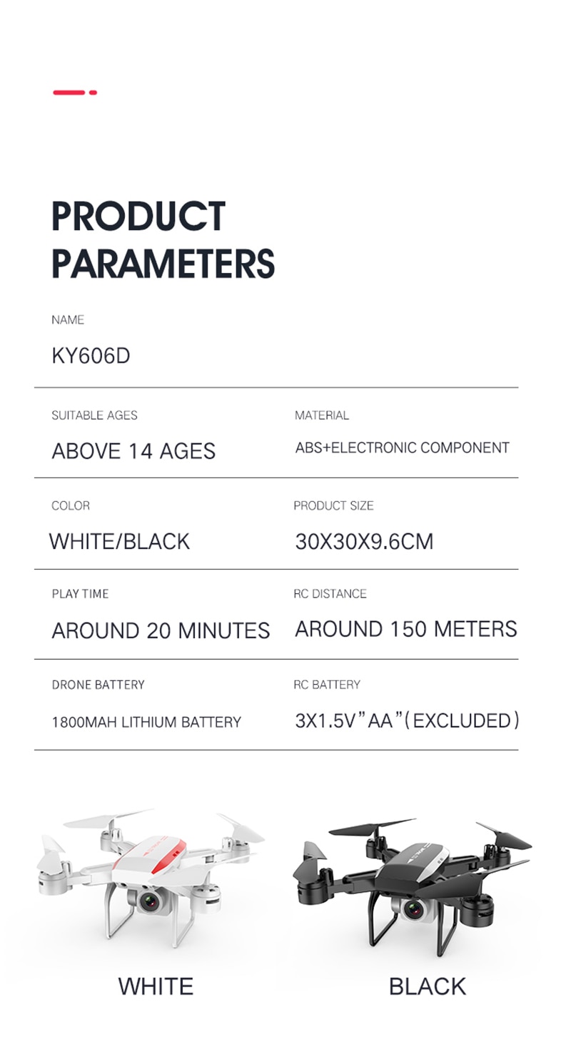 Title 15, KY606D Katlanabilir Quadcopter Drone, HD kamera...