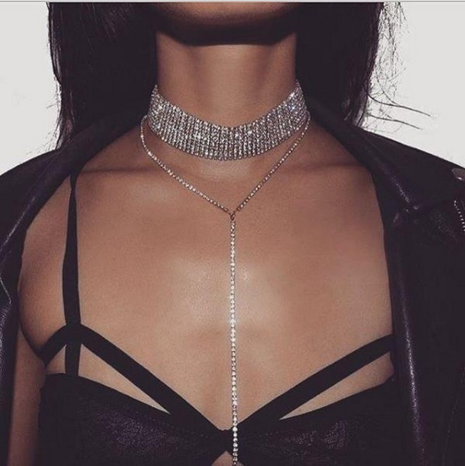 Title 1, Alloy full diamond long necklace