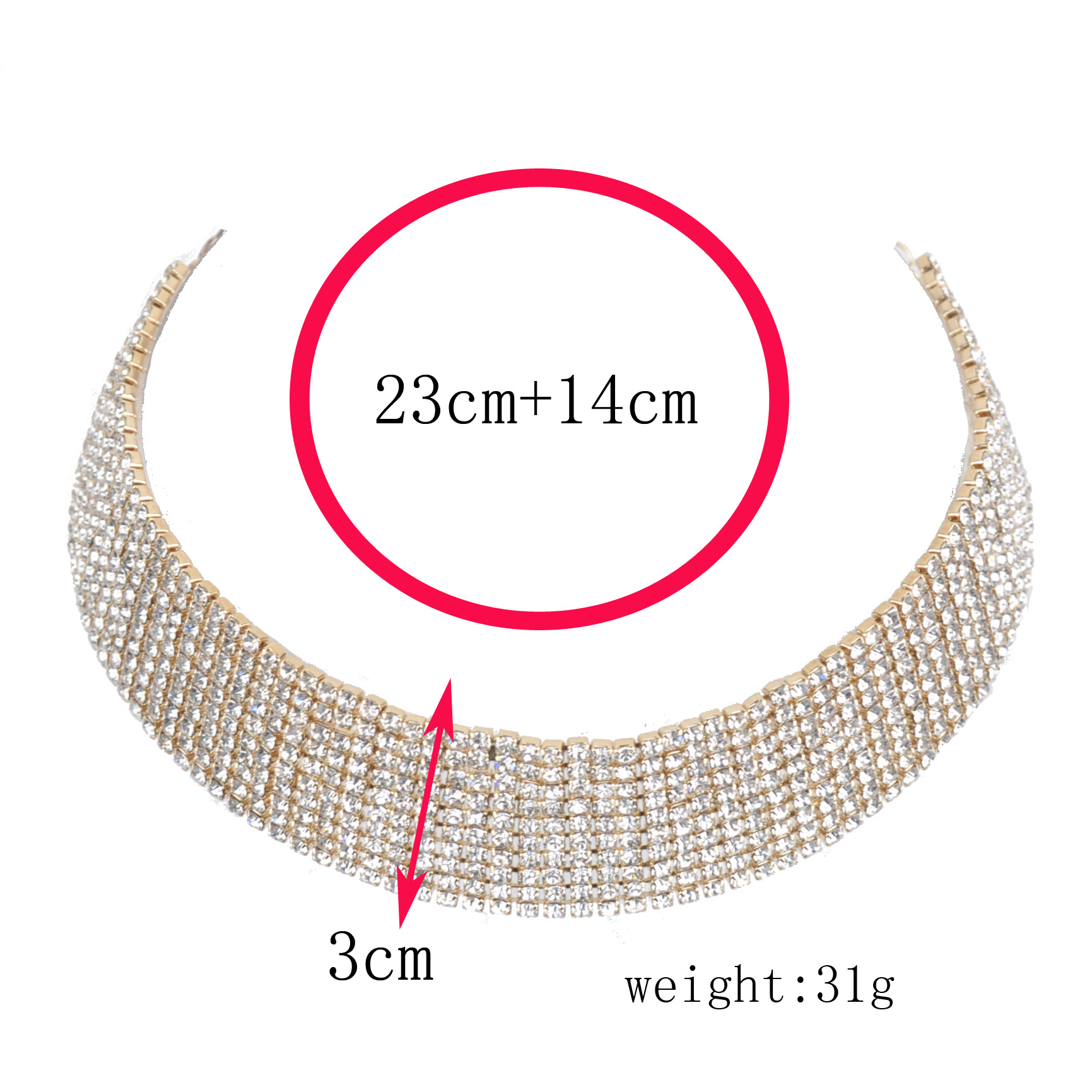 Title 10, Alloy full diamond long necklace