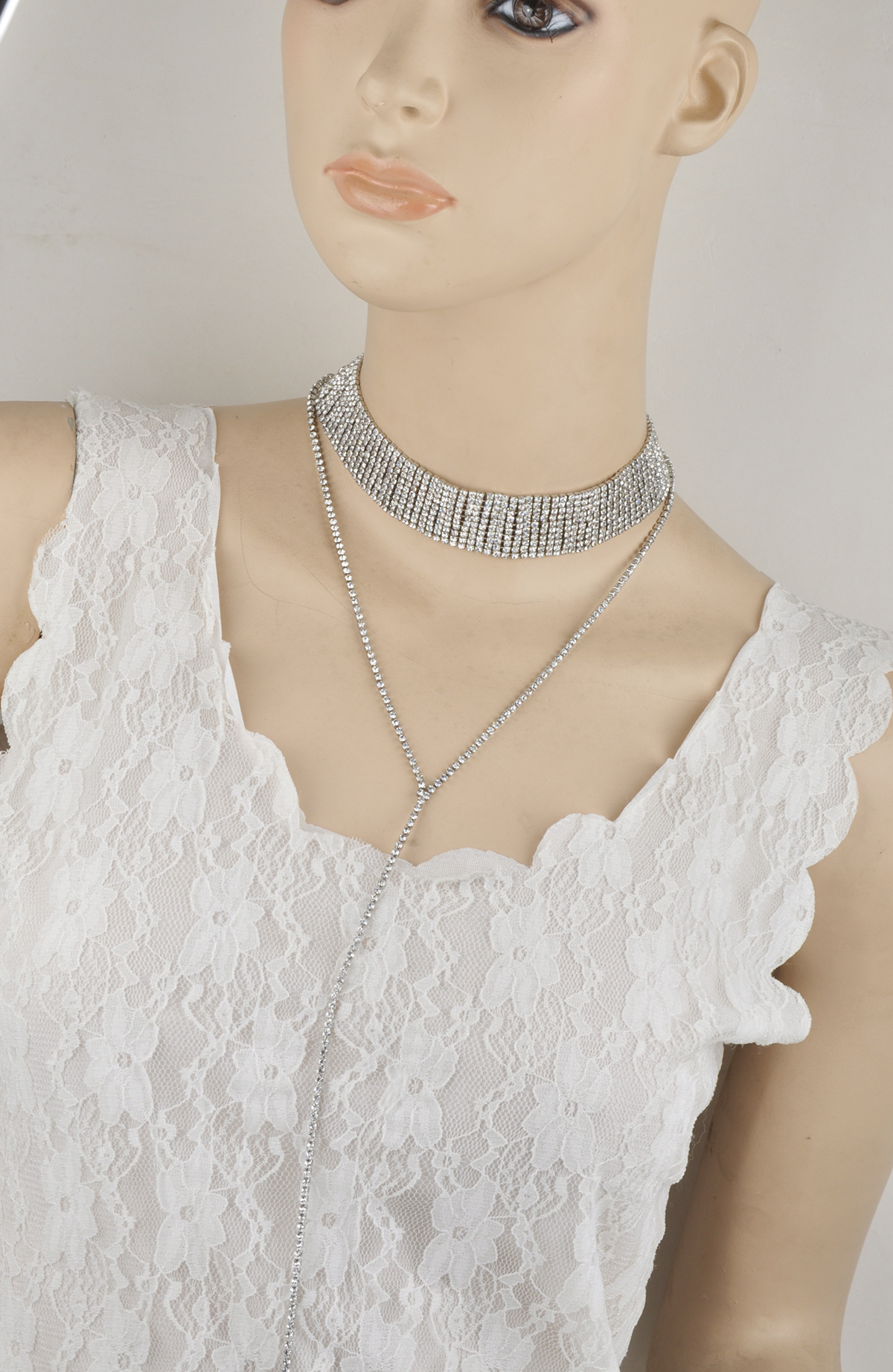 Title 15, Alloy full diamond long necklace