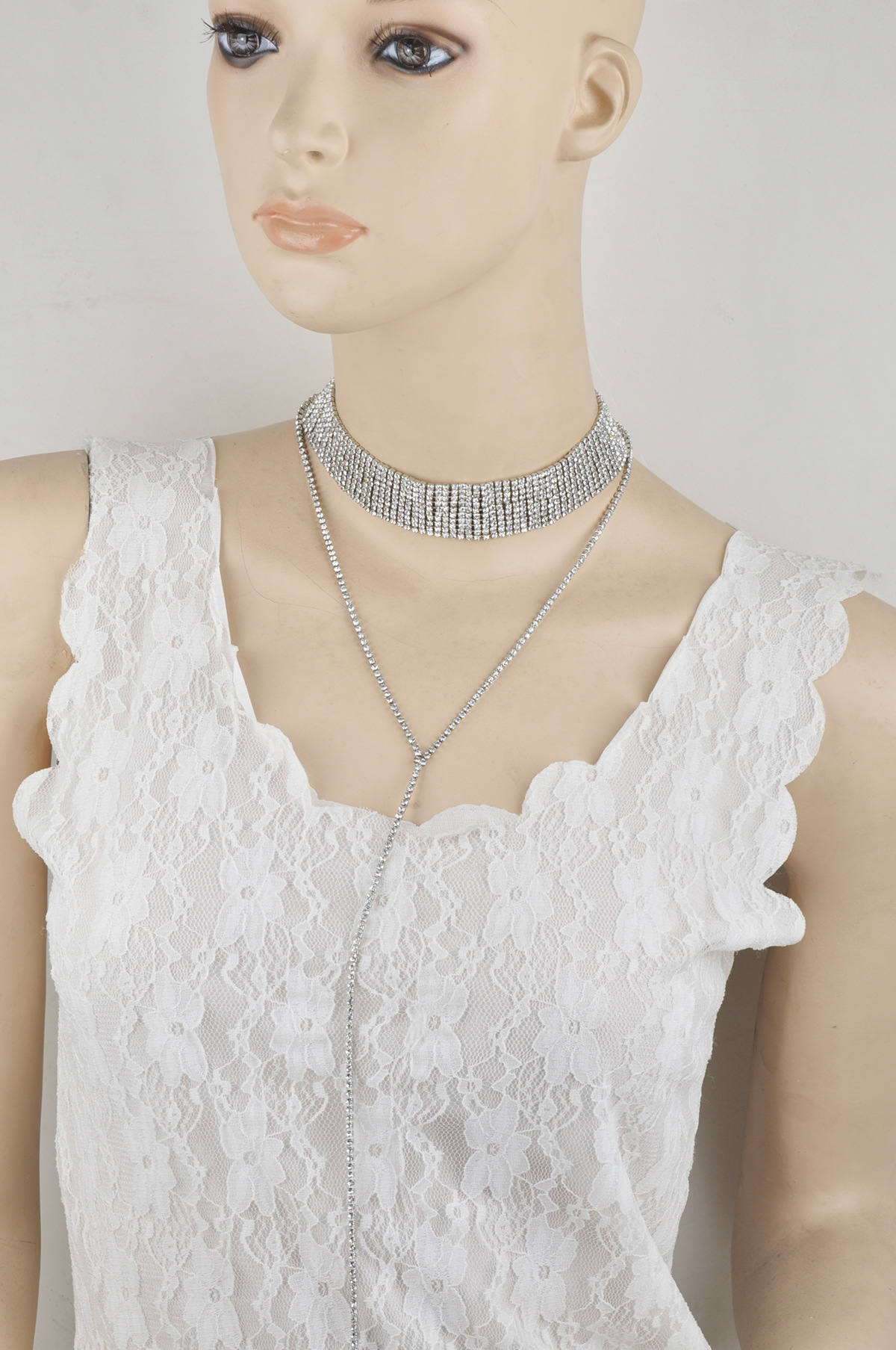 Title 16, Alloy full diamond long necklace