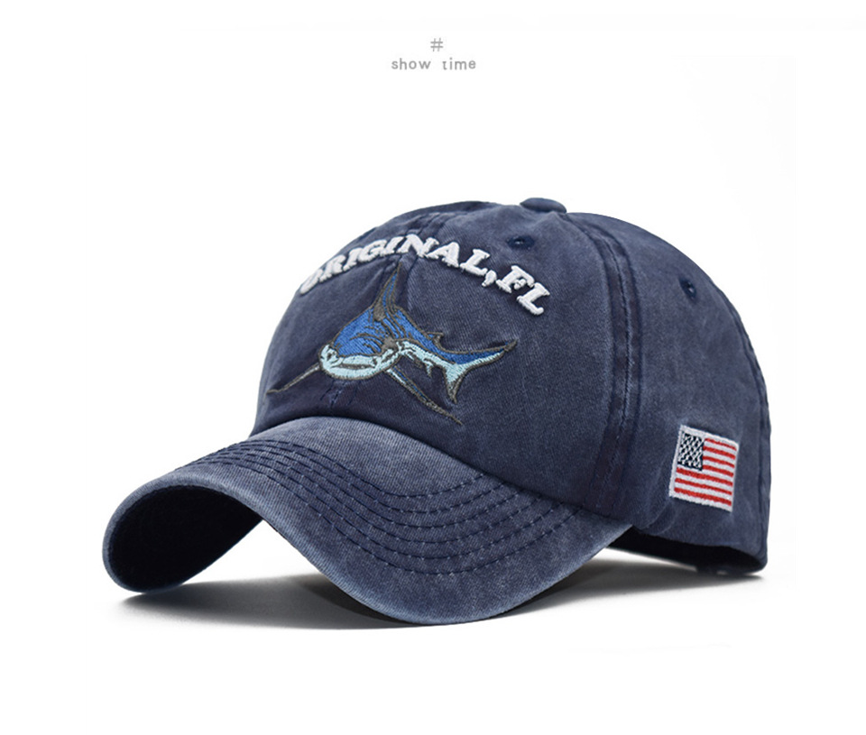 Title 7, Casquette baseball requin brodée délavée