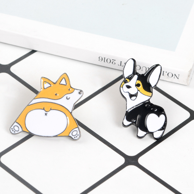 Title 6, Shiba Inu Alice Love Heart Drop Brooch Alloy Badge