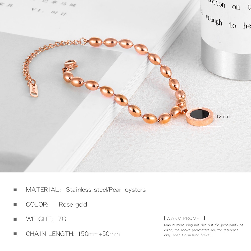 Title 1, Rose gold black and white two-sided ladies brac...