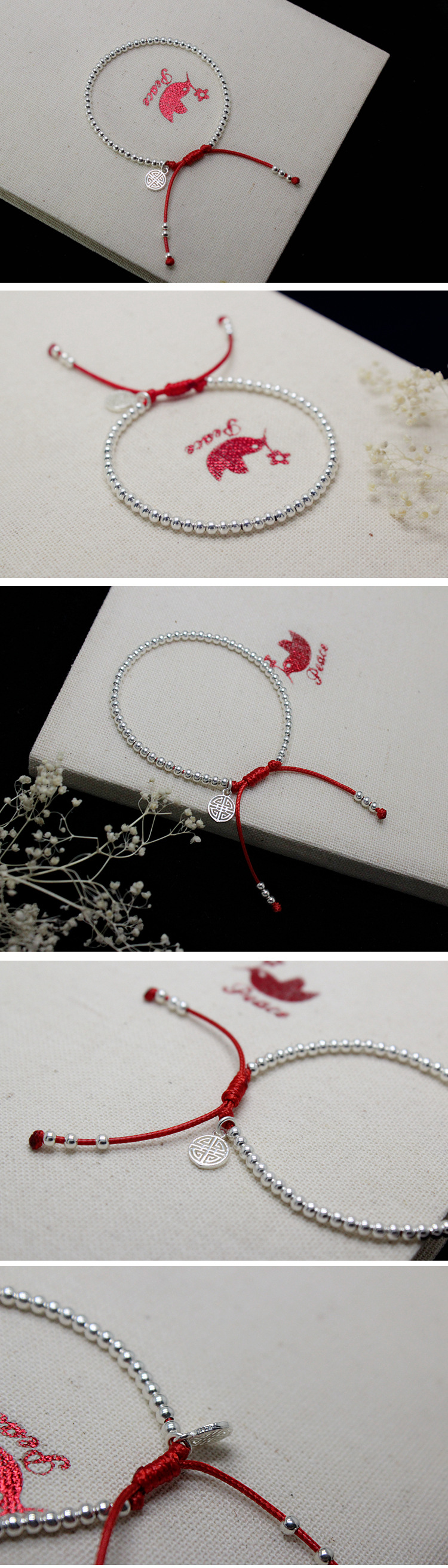 Title 1, S925 sterling silver red rope bracelet