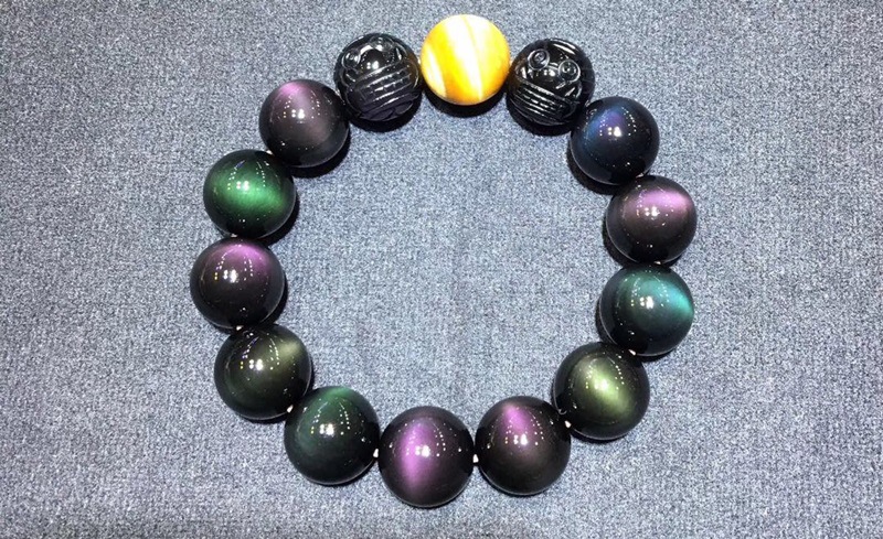 Title 6, Natuurlijke kleurrijke obsidiaan armband