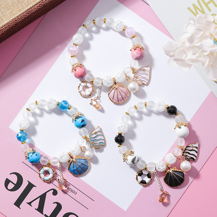 Title 6, Shell Ocean Wind Ceramic Bracelet Crystal Glass...