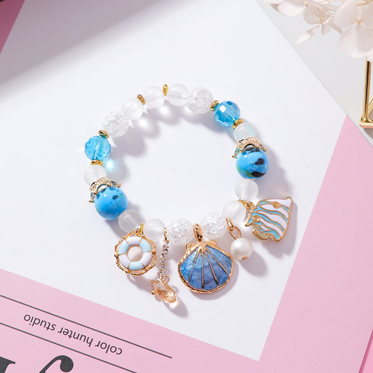 Title 9, Shell Ocean Wind Ceramic Bracelet Crystal Glass...