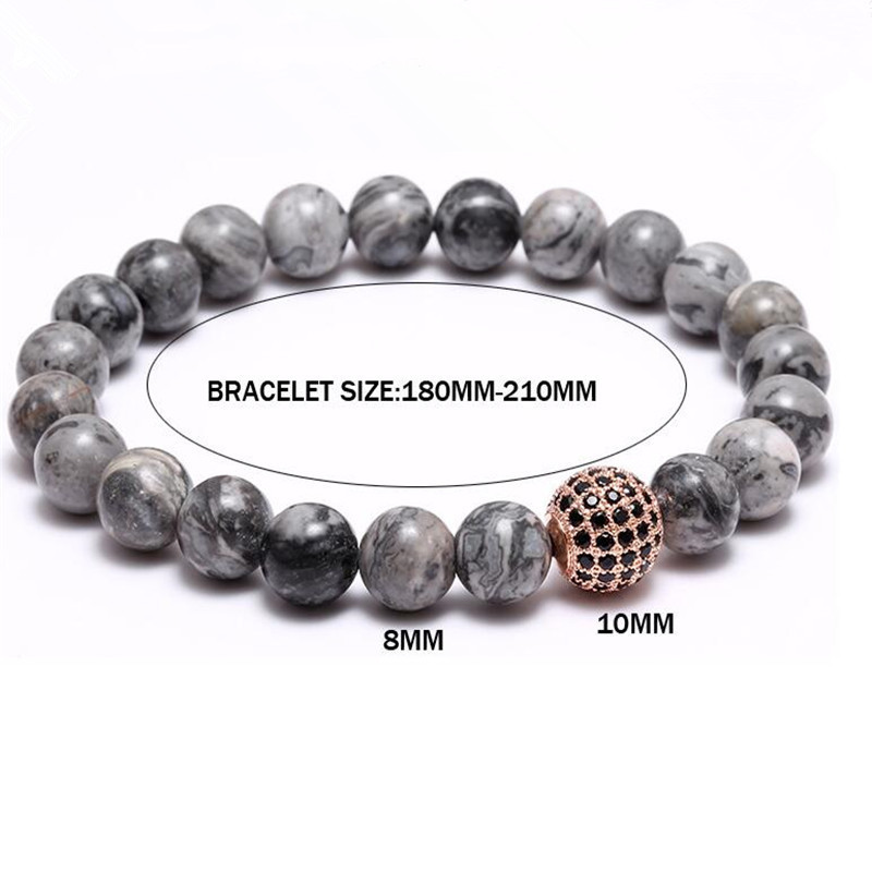 Title 2, 8mm Imitation Natural Stone Copper Bead Bracelet