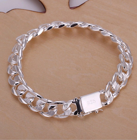 Title 1, Silver-plated mens high-grade side buckle brac...