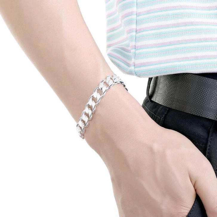 Title 4, Silver-plated mens high-grade side buckle brac...