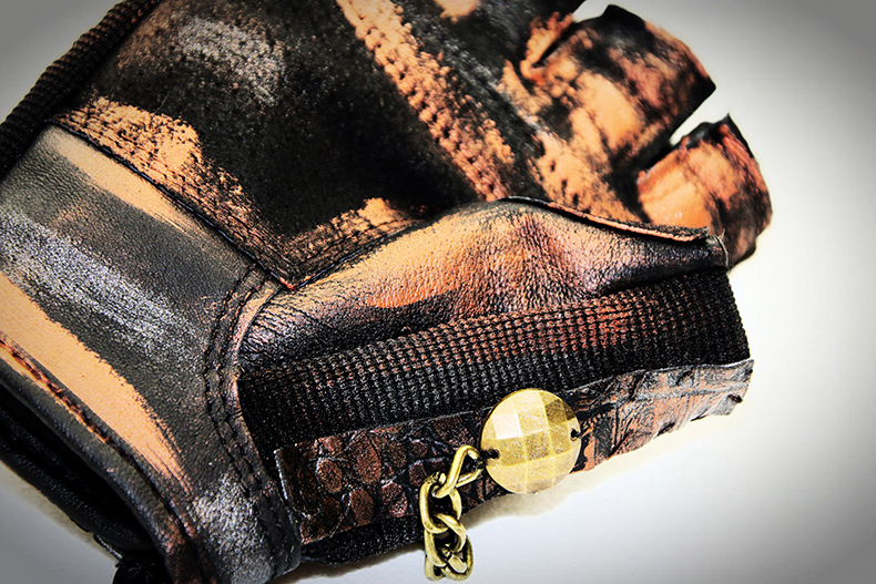 Title 17, Steampunk Rock Locomotive Half Finger Gloves Ou...