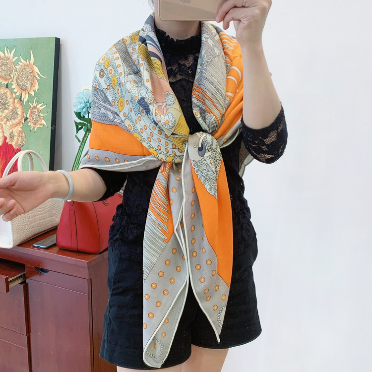 Title 2, Vintage printed silk cashmere scarf shawl