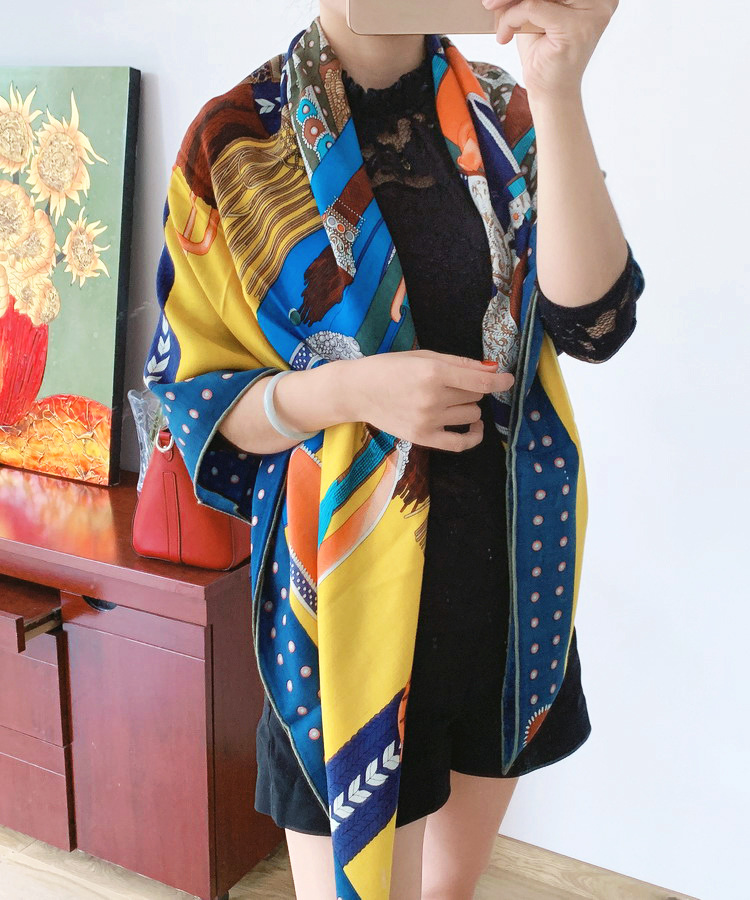 Title 10, Vintage printed silk cashmere scarf shawl