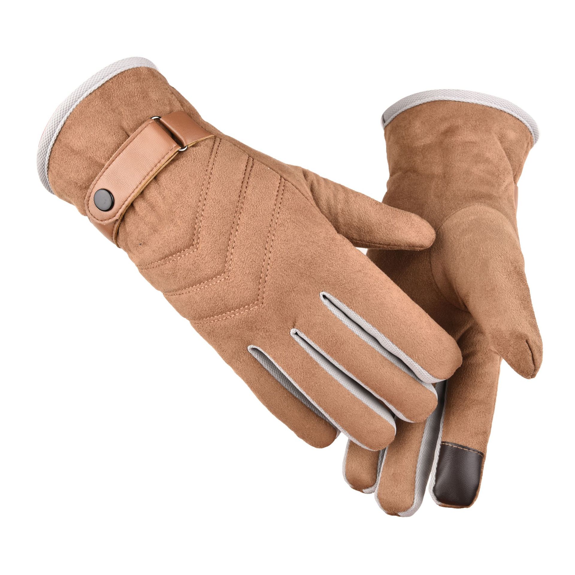 Title 7, Suede cotton motorcycle riding gloves for outdo...