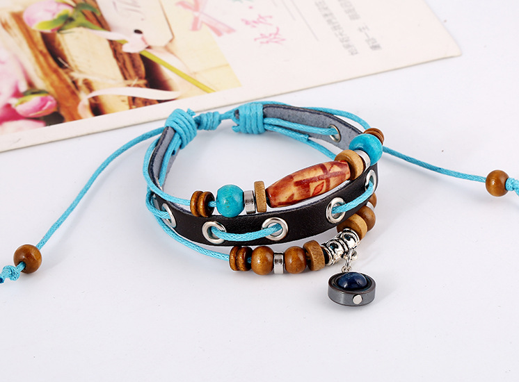 Title 5, Leather Bracelet Jiangshan Little Redwood Beade...