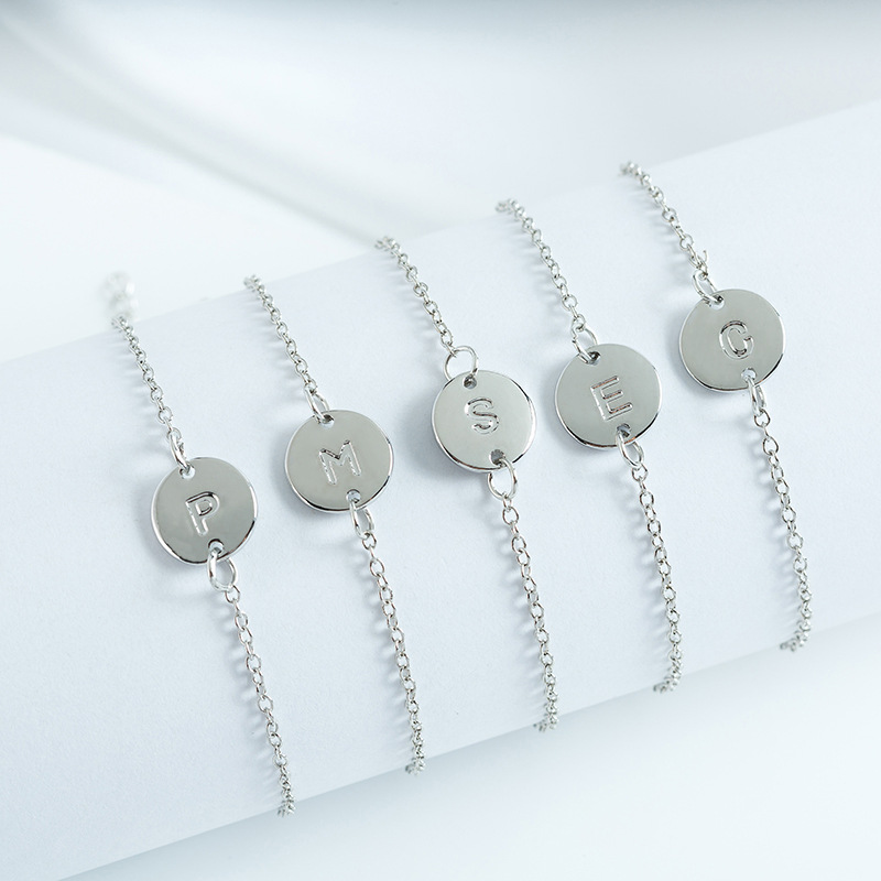 Title 35, Round pendant 26 English alphabet bracelet