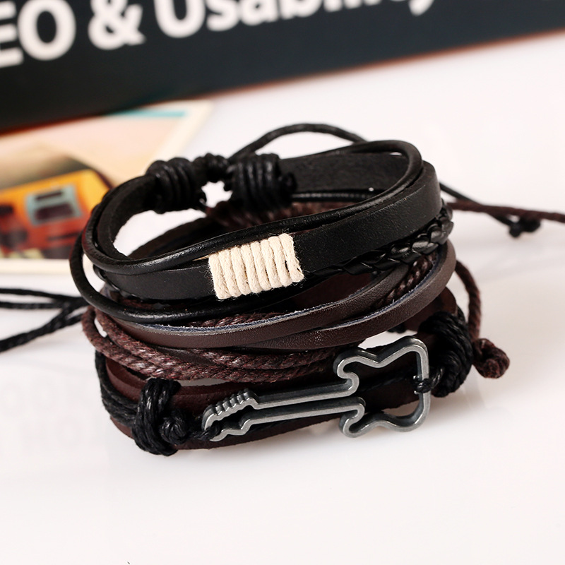 Title 15, Vintage Multi-layer Leather Bracelet (Multiple ...