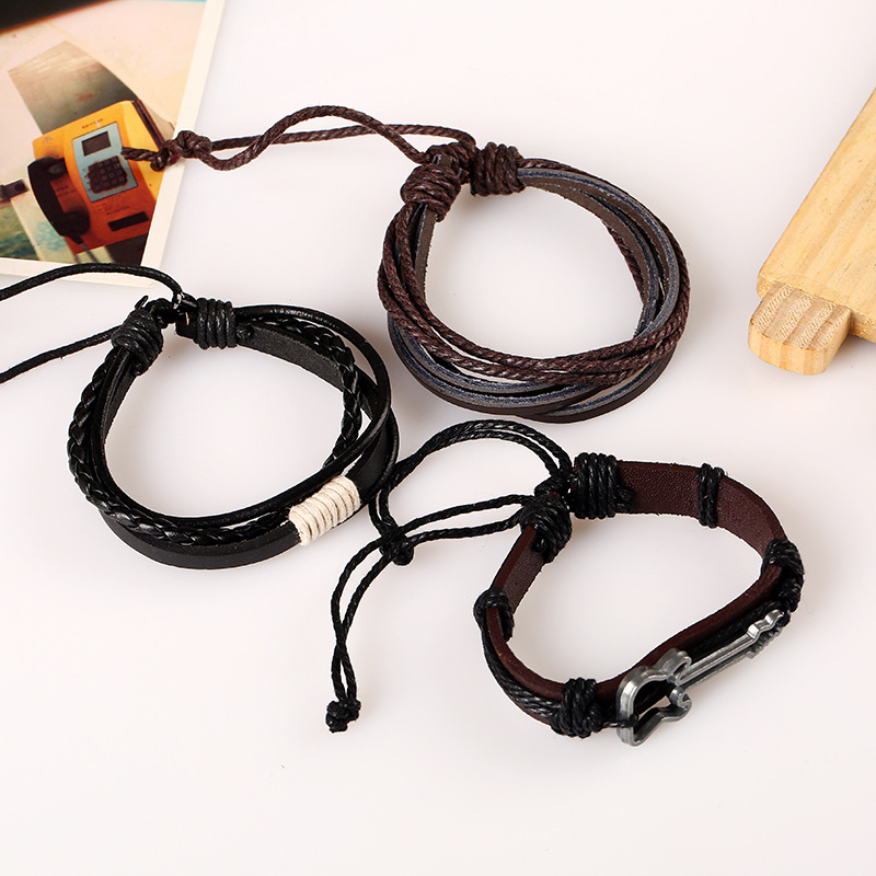 Title 16, Vintage Multi-layer Leather Bracelet (Multiple ...