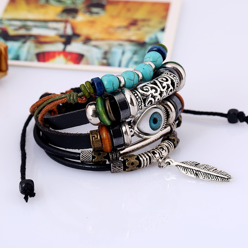 Title 19, Vintage Multi-layer Leather Bracelet (Multiple ...