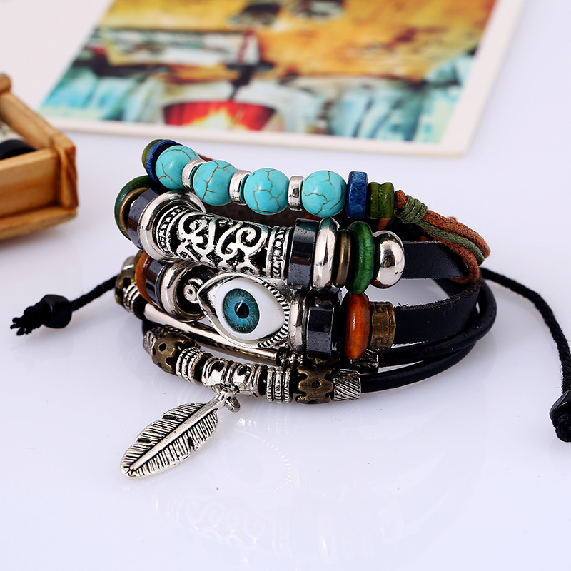 Title 20, Vintage Multi-layer Leather Bracelet (Multiple ...