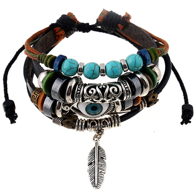 Title 21, Vintage Multi-layer Leather Bracelet (Multiple ...