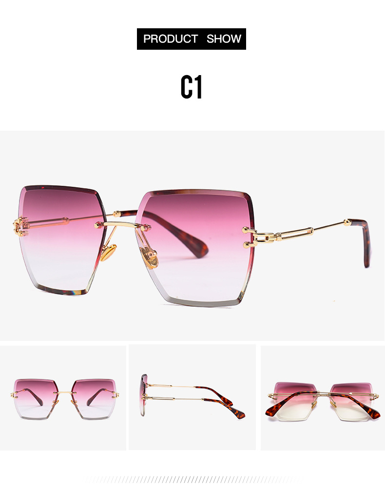 Title 6, Frameless Trimmed Square Sunglasses