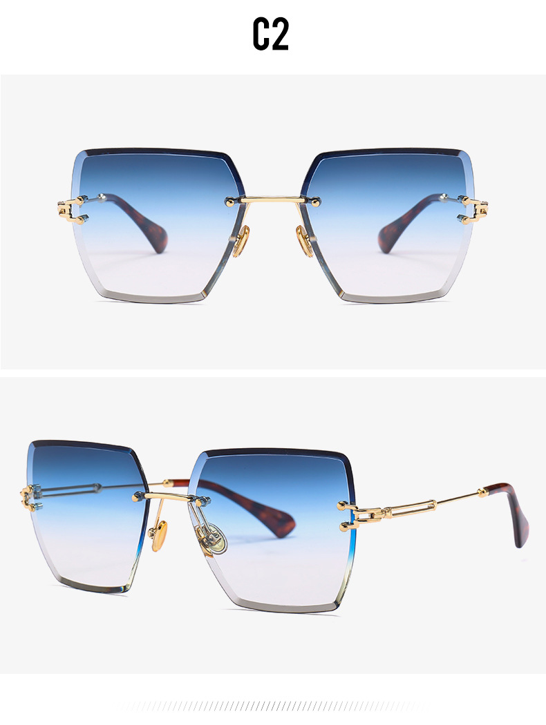 Title 7, Frameless Trimmed Square Sunglasses