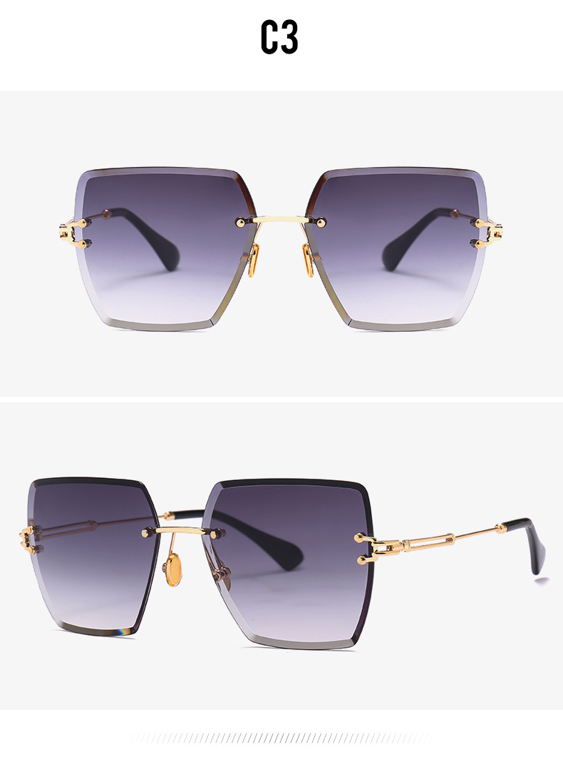 Title 8, Frameless Trimmed Square Sunglasses