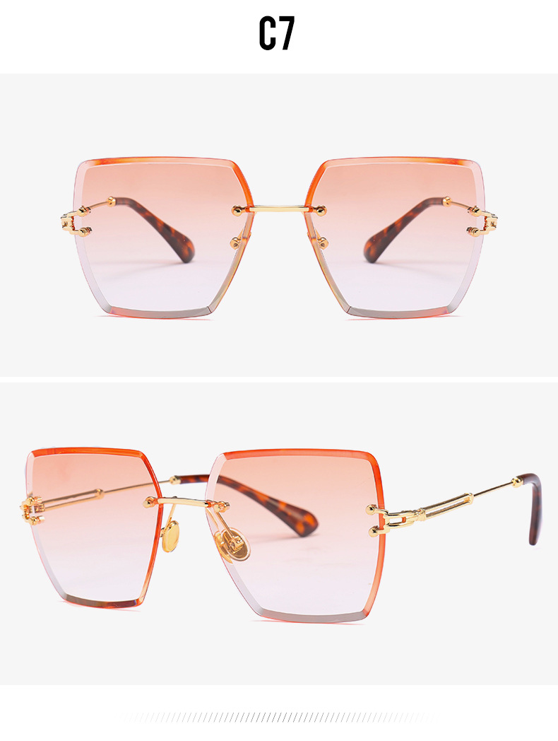 Title 12, Frameless Trimmed Square Sunglasses