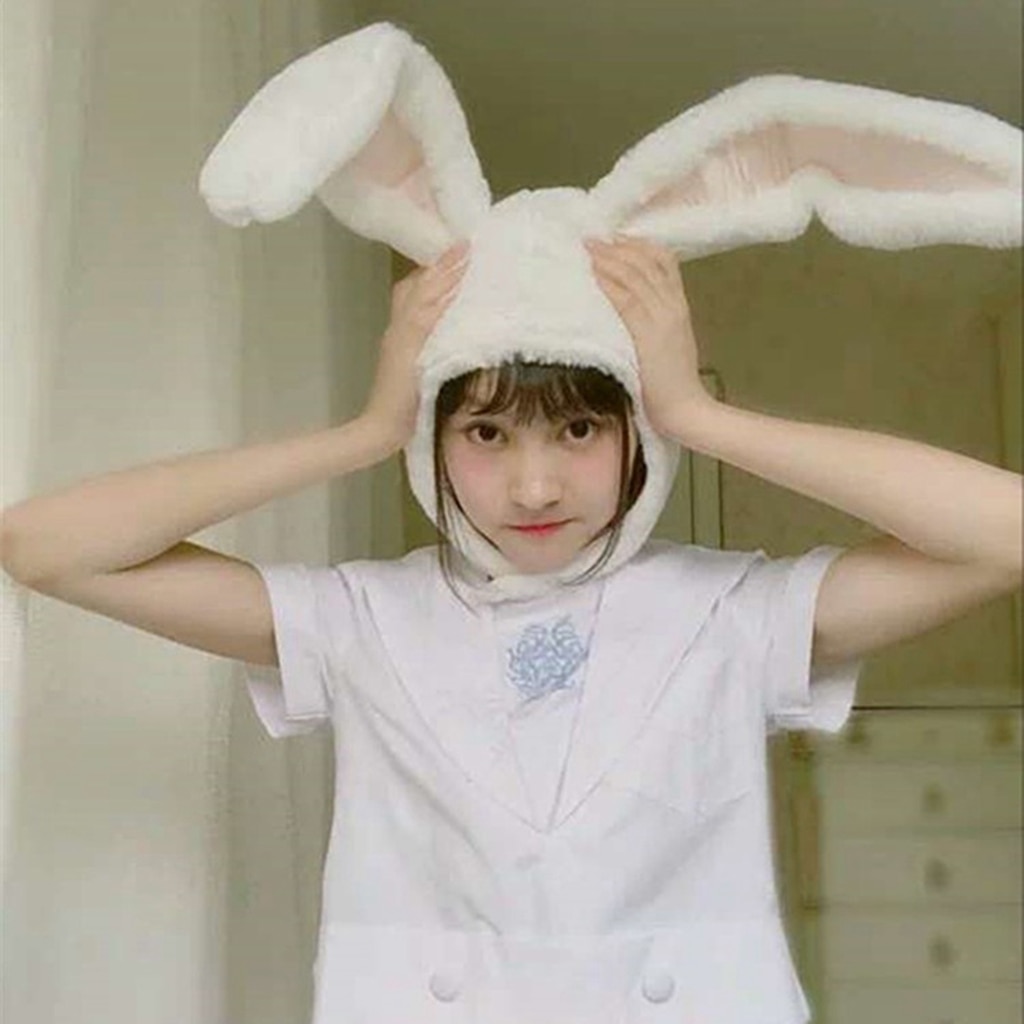 Cute Girl Hat Plush Rabbit Bunny Ears Hat Earflap Cap Head Warmer Head Wear