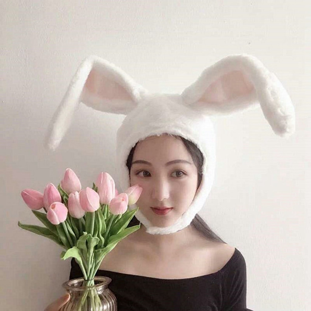 Cute Girl Hat Plush Rabbit Bunny Ears Hat Earflap Cap Head Warmer Head Wear