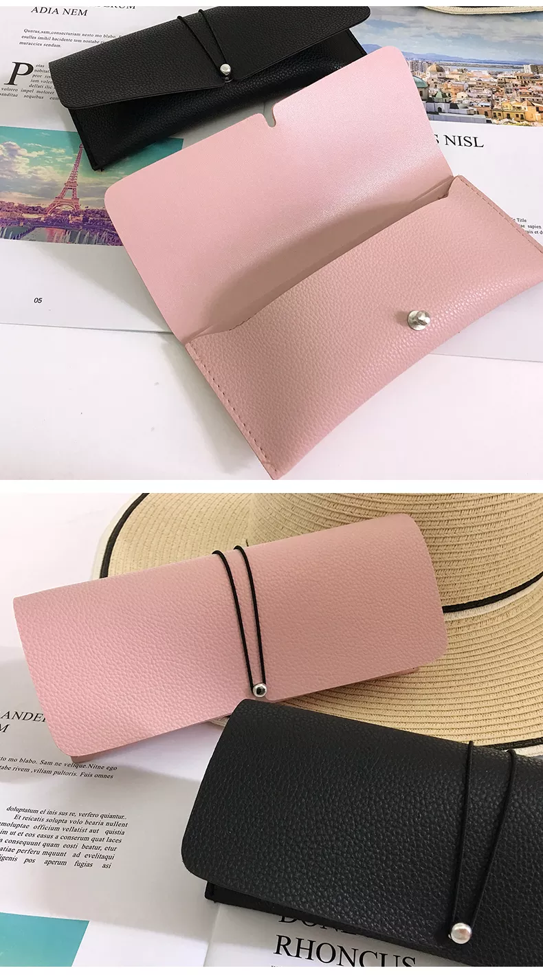 black eyeglasses cases  women beautiful pink glasses box leather soft spectacle cases men Portable Strapping spectacles case