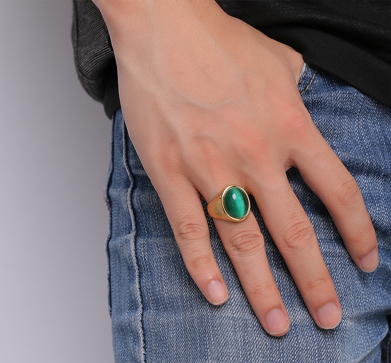 Title 9, Bague en or avec opale verte pour femme