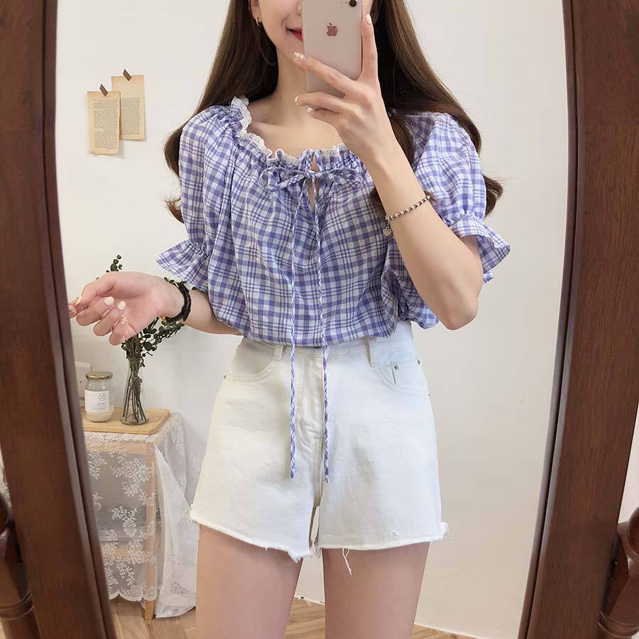 Title 8, Short-Sleeved Plaid Shirt Womens Summer New Sm...