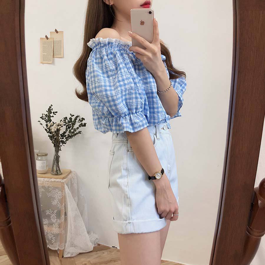 Title 14, Short-Sleeved Plaid Shirt Womens Summer New Sm...