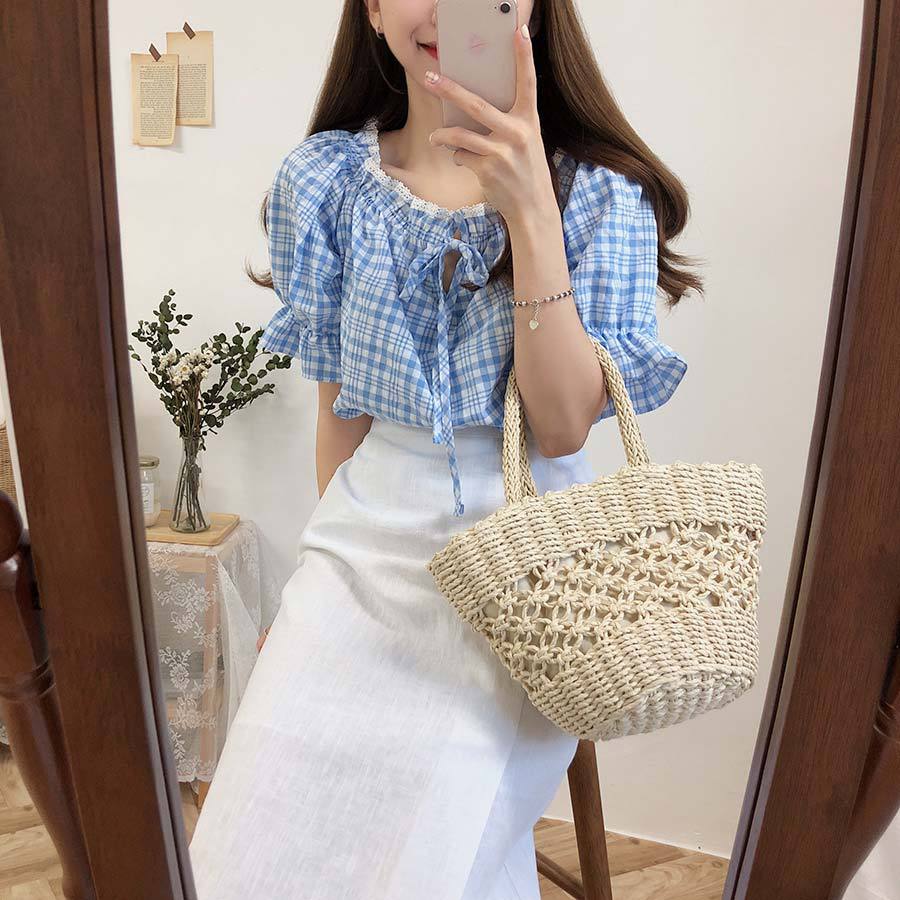 Title 28, Short-Sleeved Plaid Shirt Womens Summer New Sm...