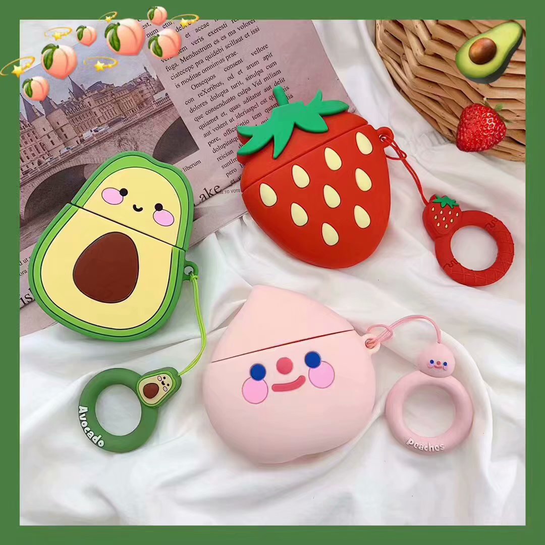 Title 2, Avocado cartoon earphone set Enjoy your music i...