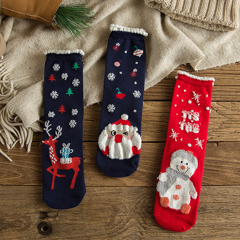 Title 1, Cute Coral Fleece Christmas Socks Thickened War...