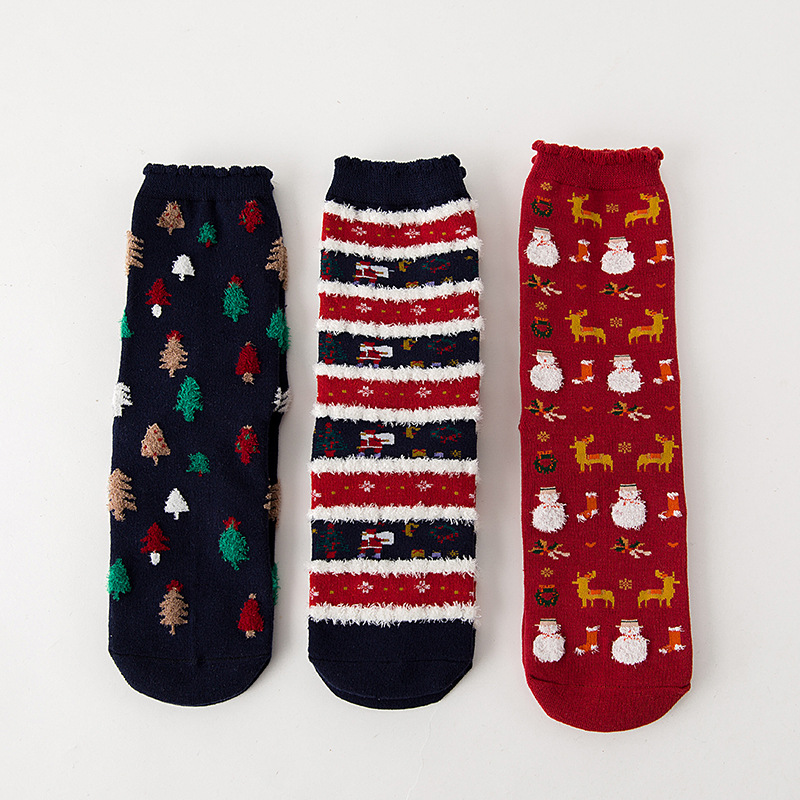 Title 3, Cute Coral Fleece Christmas Socks Thickened War...