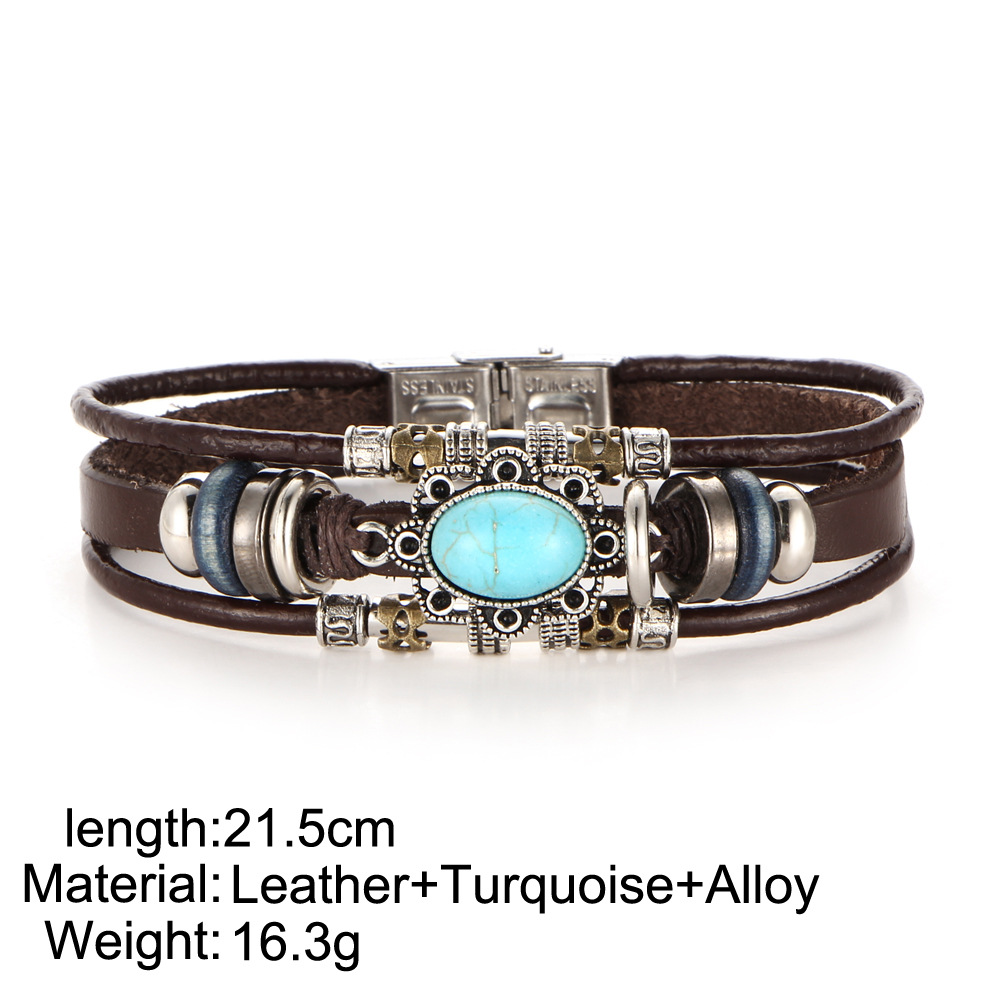 Title 1, Ovaal turquoise lederen armband