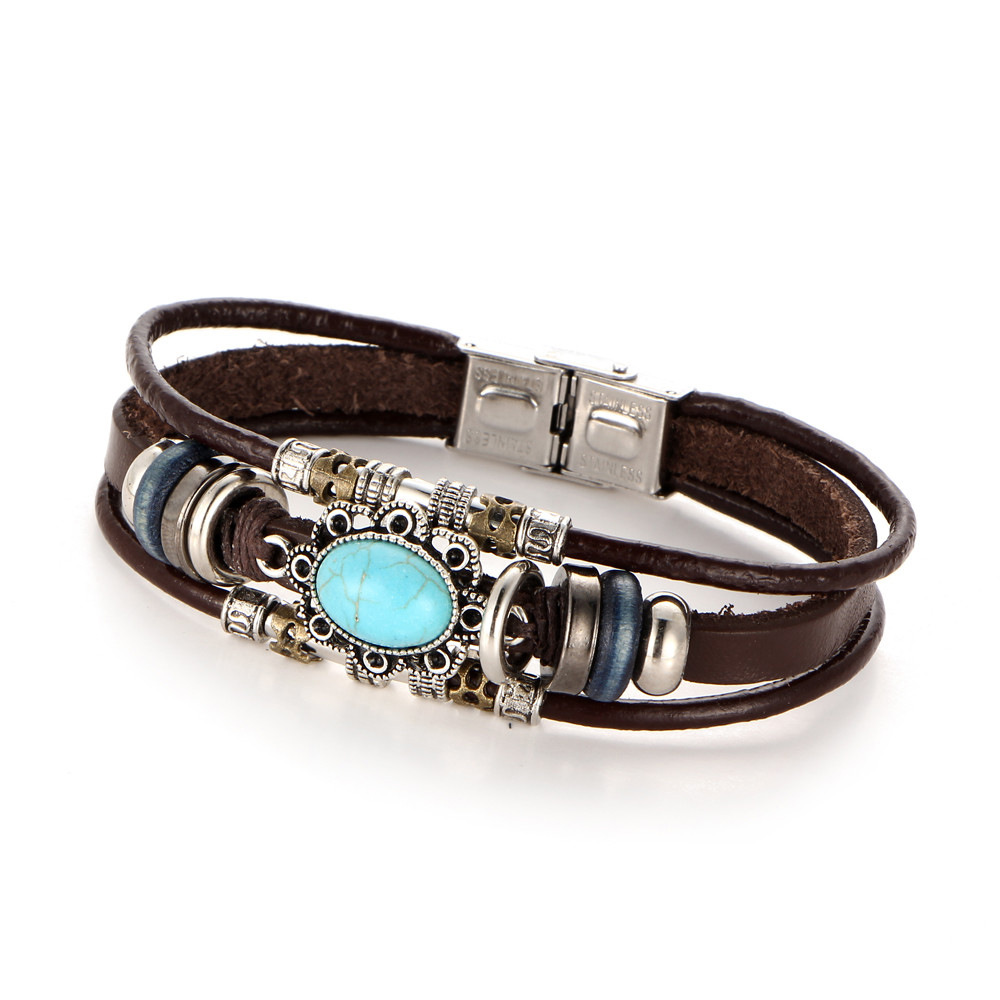 Title 2, Ovaal turquoise lederen armband