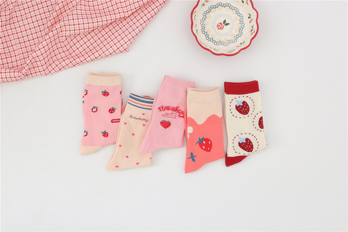 Title 1, Womens Cotton Breathable Sports Strawberry Socks