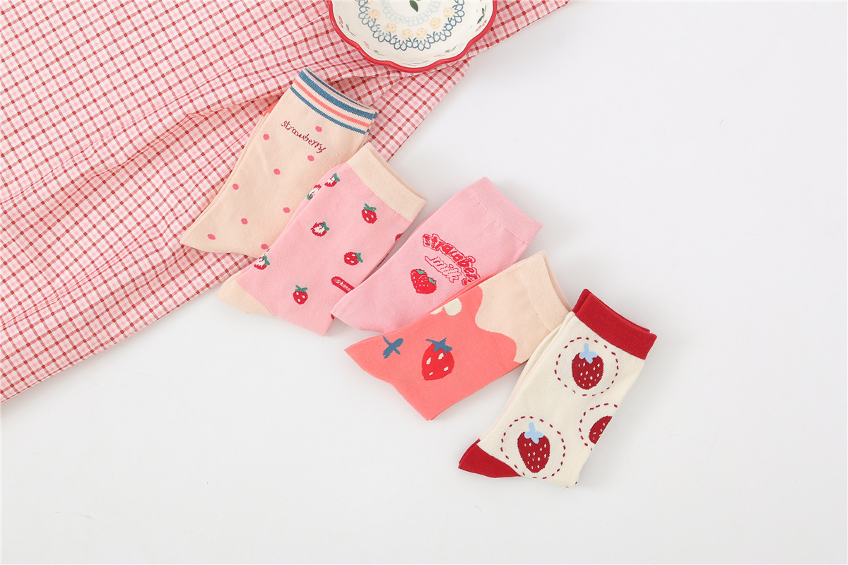 Title 2, Womens Cotton Breathable Sports Strawberry Socks