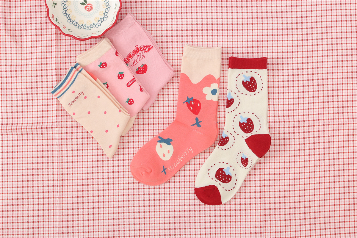 Title 5, Womens Cotton Breathable Sports Strawberry Socks