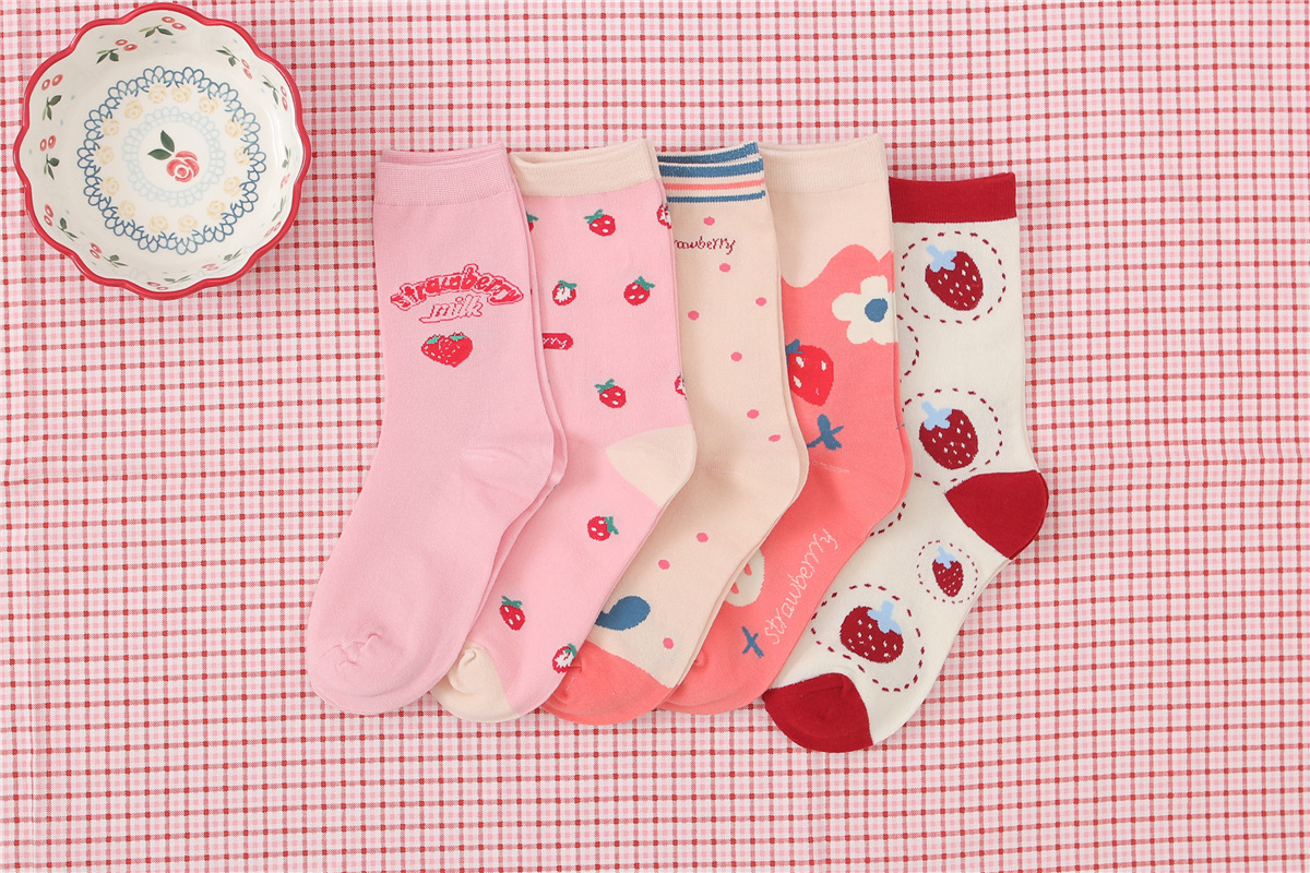 Title 6, Womens Cotton Breathable Sports Strawberry Socks